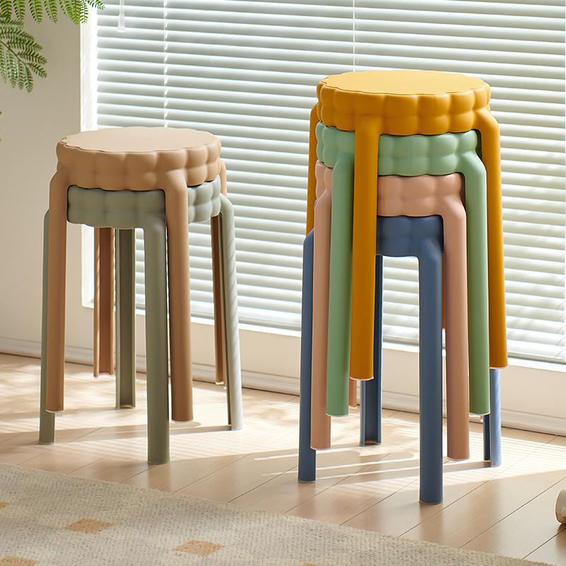 Wholesale Nordic Plastic Stools, Thickened Round Stools, Stackable Internet Celebrity High Benches, Home Dining Table Stools, Spare