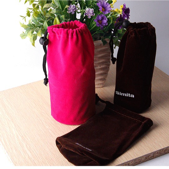 Wine bag flannel drawstring bag gift packaging bag printable logo factory wholesale round bottom velvet bag storage bag