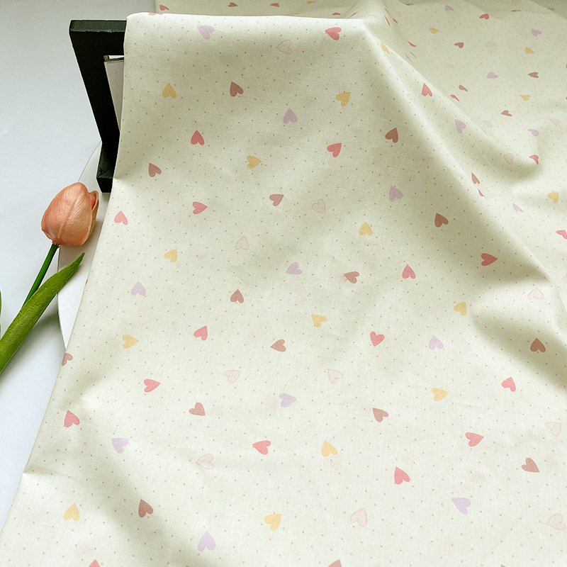 Cotton 40-Count Polka Dot Colorful Heart Digital Printed Fabric Kidsren's Clothing Shirt Dress Clothing Fabric