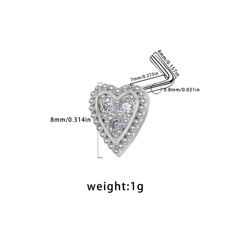 Picture of Gaibei Europe and the United States cross-border pearl heart-shaped nose nail heart-shaped wings bow l rod puncture nose nail puncture factory