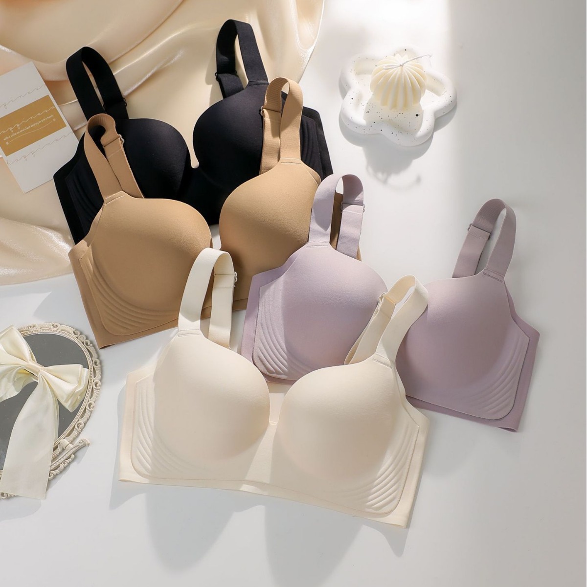 plus size Bra Slimming Queen Gloss seamless Jelly Strip Underwear Push-up Show Anti-sagging Thin Bra
