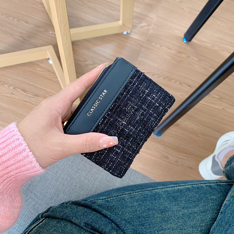 Women's Wallet Ins Women's Korean-style Short Style Chanel Style Large Capacity Women's Student Solid Color Simple Cross-border Wallet