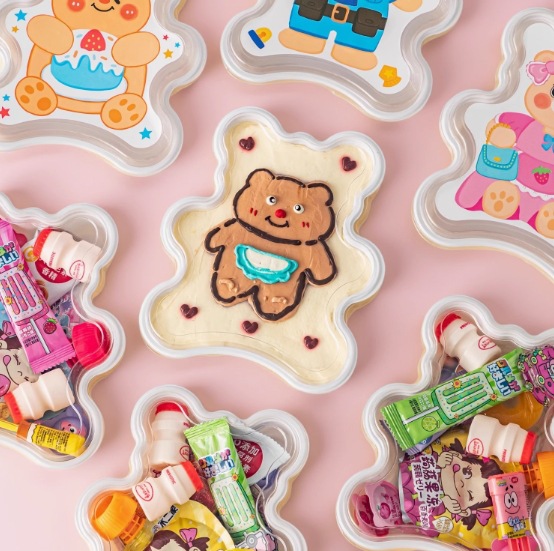 Children's Day Baking Packaging Creative Cartoon Bear Cake Box Mousse Dessert Candy Transparent Blister Picnic Box