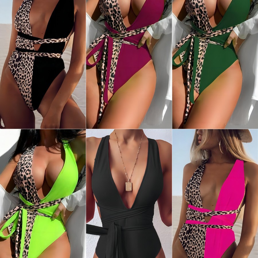 2024 new foreign trade European and American swimsuit women's one-piece backless sexy strap cross-border hot bikini swimsuit in stock
