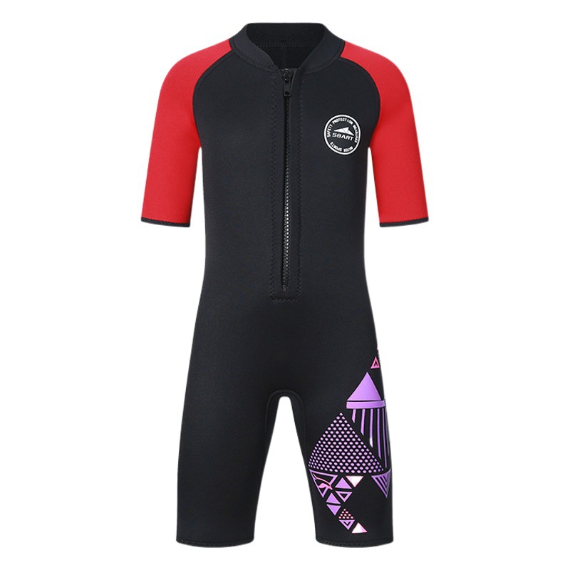 Shabart Children's Swimsuit Boys and Girls Short-sleeved Diving Suit 2mm one-piece swimsuit for children