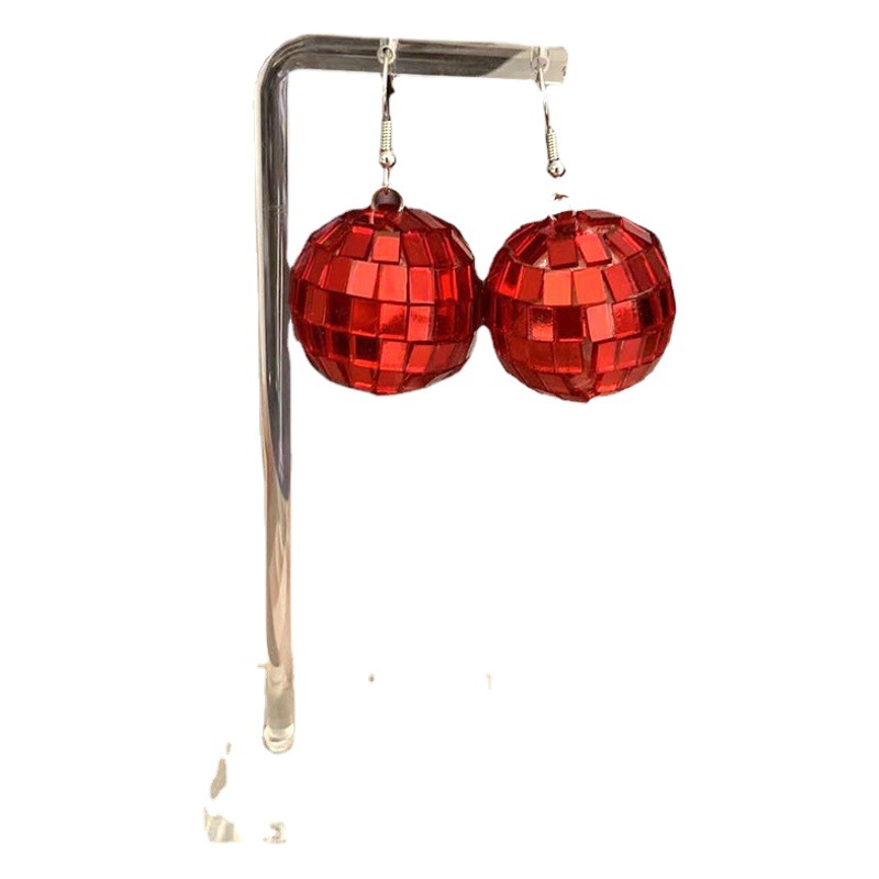 Cross-border new 70 s American retro disco earrings disco laser light ball earrings female source manufacturers