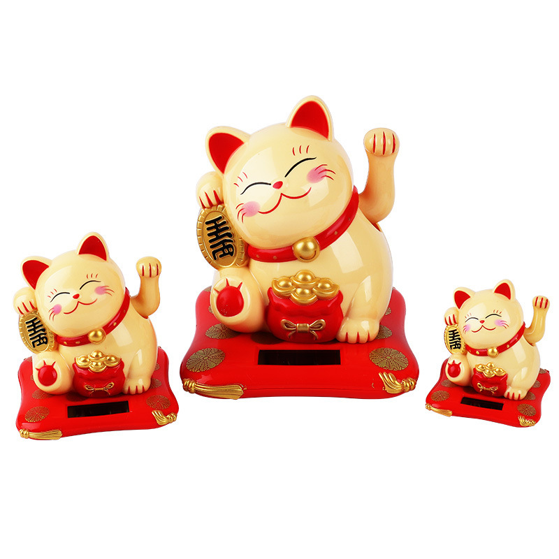 Picture of 2.5 inch solar lucky cat trumpet Chinese waving cat decorations car interior decoration car ornaments home with the same style