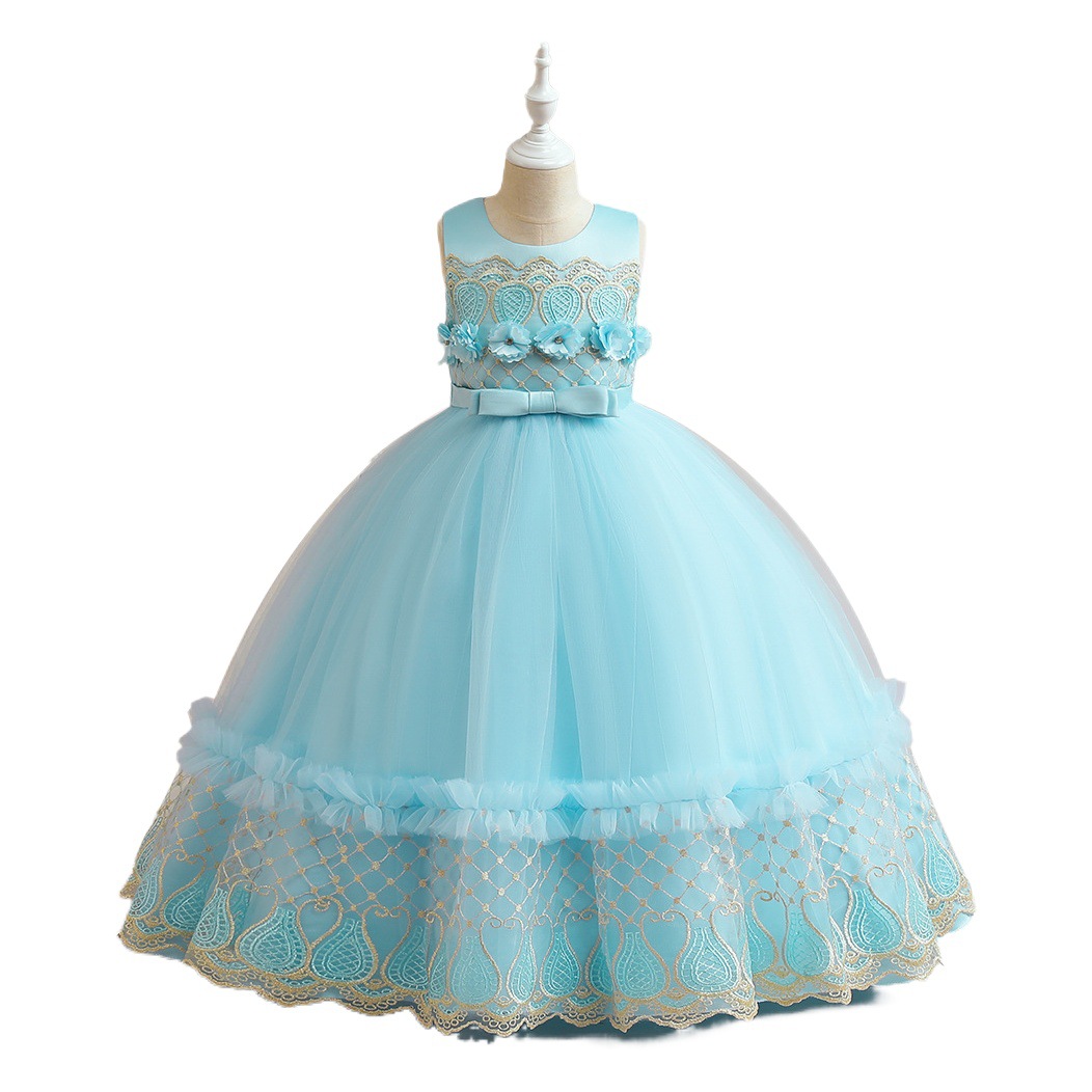 Flower Girl Embroidered Tutu Wedding Dress Girl Host Evening Dress Children's Dress Princess Dress Girl's Piano Performance Dress