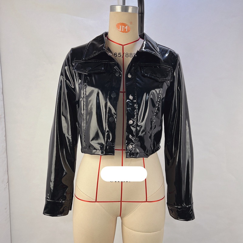 Picture of Cross-border European and American Women's 2024 Autumn and Winter Lapel PU Long Sleeve Women's Single-breasted Women's Leather Coat Jacket Women