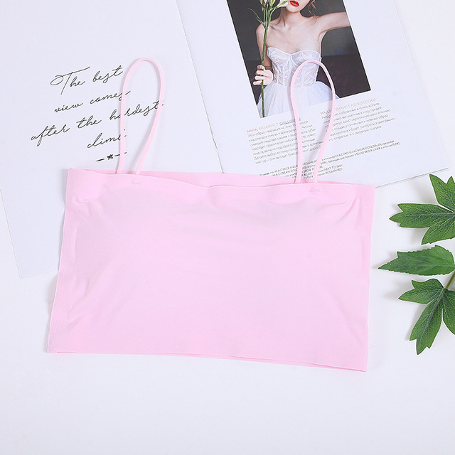 Picture of Ice Silk One-word Wrap Chest Anti-slip Underwear Girls Sexy Strapless Bottoming Sling Small Vest Women's Inner Wear Thin