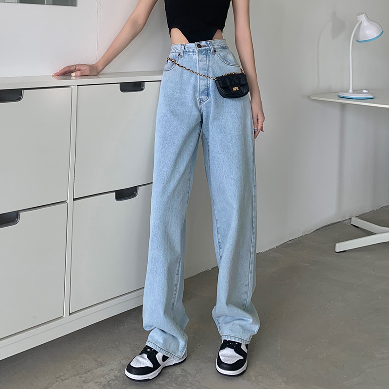 Generation hair straight jeans children spring and autumn 2022 new retro design sense pants high waist loose wide leg pants