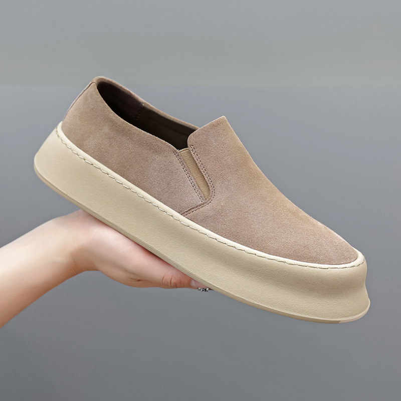 Picture of Men's Thick-Soled Low-Top Suede Loafers, Fashionable Retro British Style Lazy Slip-On Leather Shoes Trend
