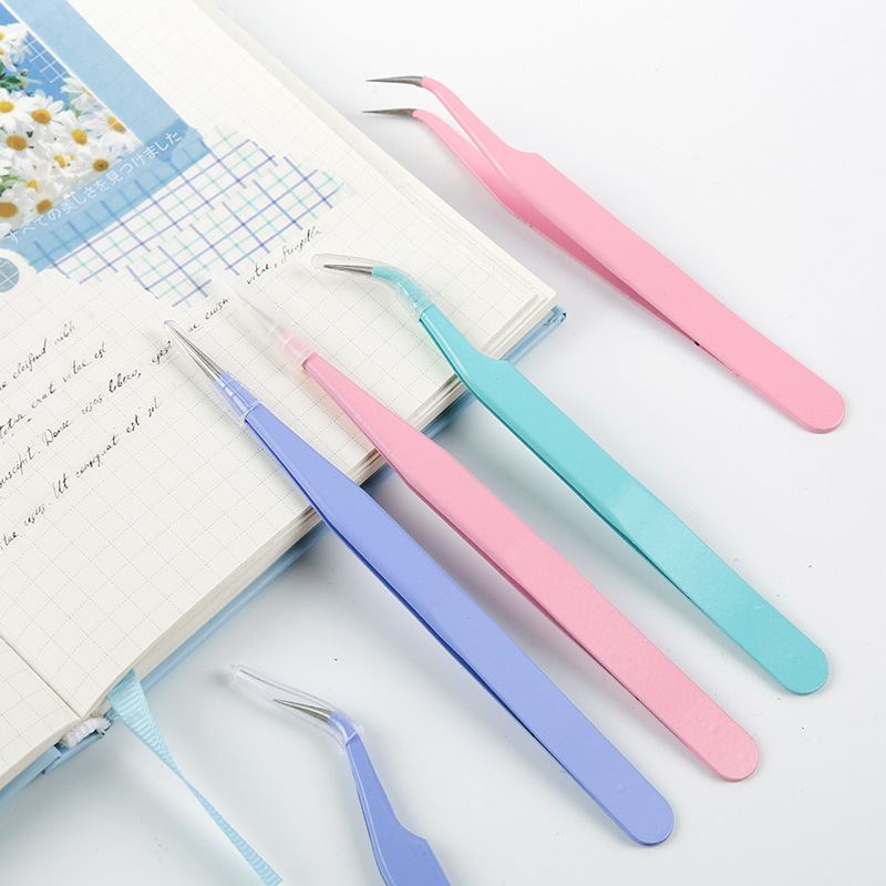 Multifunctional Journal tweezers candy color series creative fresh stainless steel high elasticity clip 6