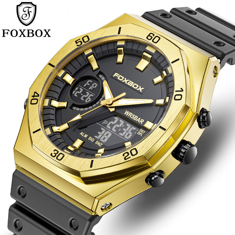 FOXBOX/watch male students fashion multi-functional trend high school students luminous waterproof dual display electronic watch wholesale