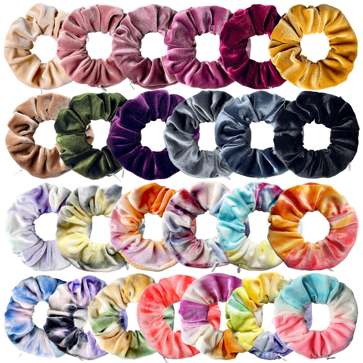 Picture of European and American Tie-Dye Korean Velvet Zipper Hair Band Cross-Border E-Commerce Amazon Aliexpress Headband Wholesale 46 Colors