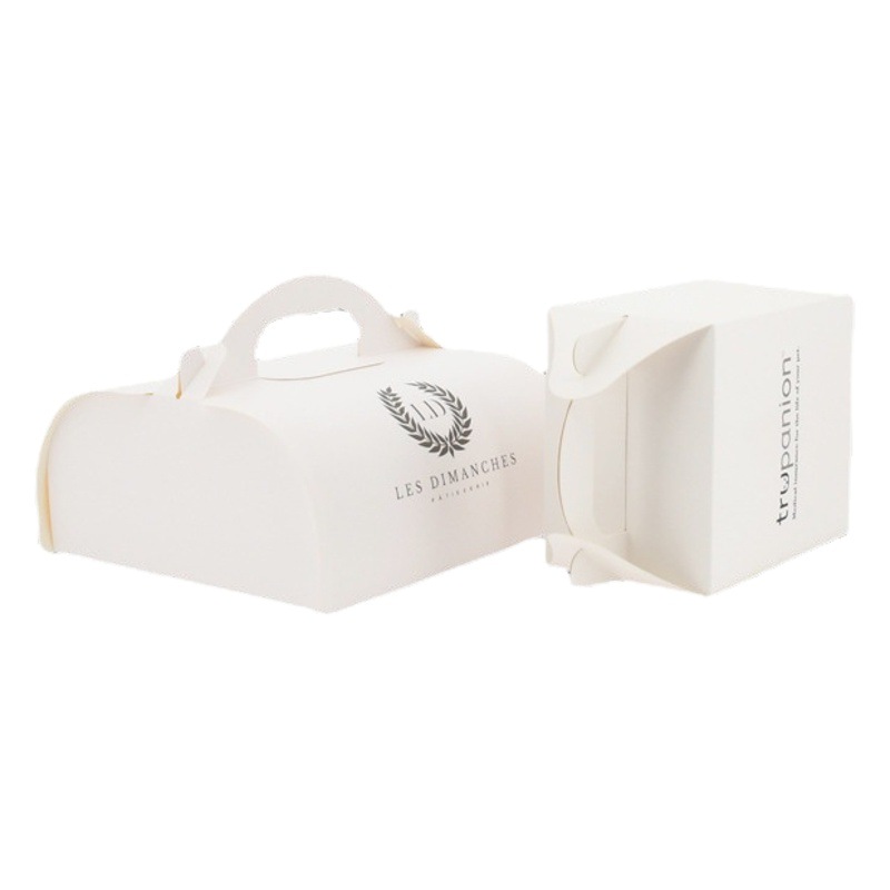White Card Box Satchel Kraft Paper Box Baking Packaging White Cardboard Box Cake Color Box Western Dessert Paper Box Factory