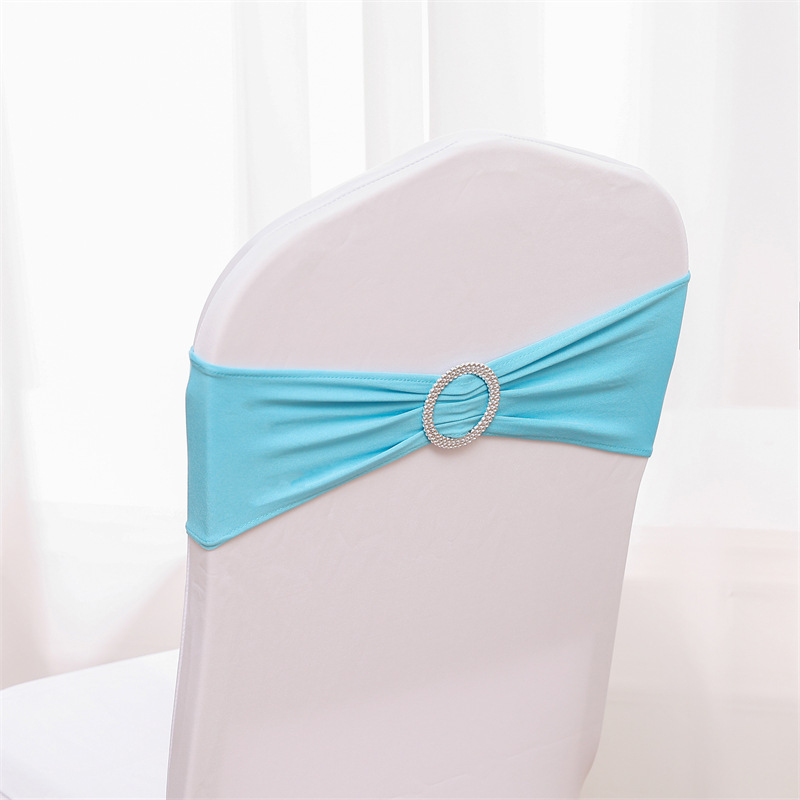 Picture of Backrest Flower Stretch Chair Cover Bow Banquet Decoration Free Wedding Ribbon Wedding Hotel Ribbon Stool Strap