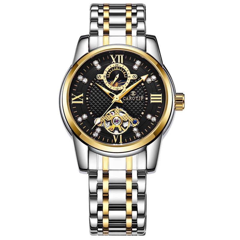 Caro Tifu TikTok popular watch automatic mechanical watch men's watch waterproof Tourbillon stainless steel men's watch