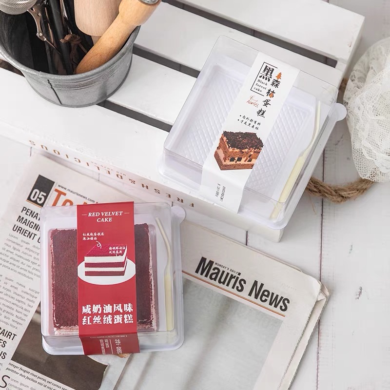 Picture of Red Velvet Cake Black Forest Packaging Box Anti-fog Transparent Cake Blister Box Cut Box Baking Packaging Packaging Box