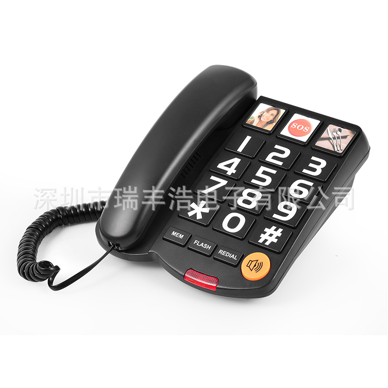 Picture of American telephone set for the elderly wired large digital key volume adjustment fixed line cross-border English packaging