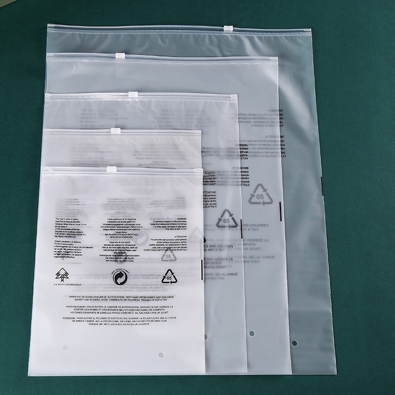 Frosted Zipper Bag for Underwear, Socks, Towels, Pe Transparent Warning Label Packaging Bag, Plastic Clothing Bag, Cross-Border Exclusive Supply