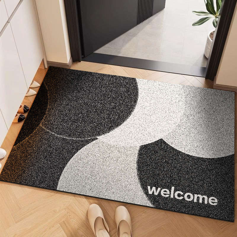Door Entrance Mat Simple Round Household Door Floor Mat Wash-Free PVC Anti-Slip Thickened Dirty-Resistant Foot Mat Door Out of the Field