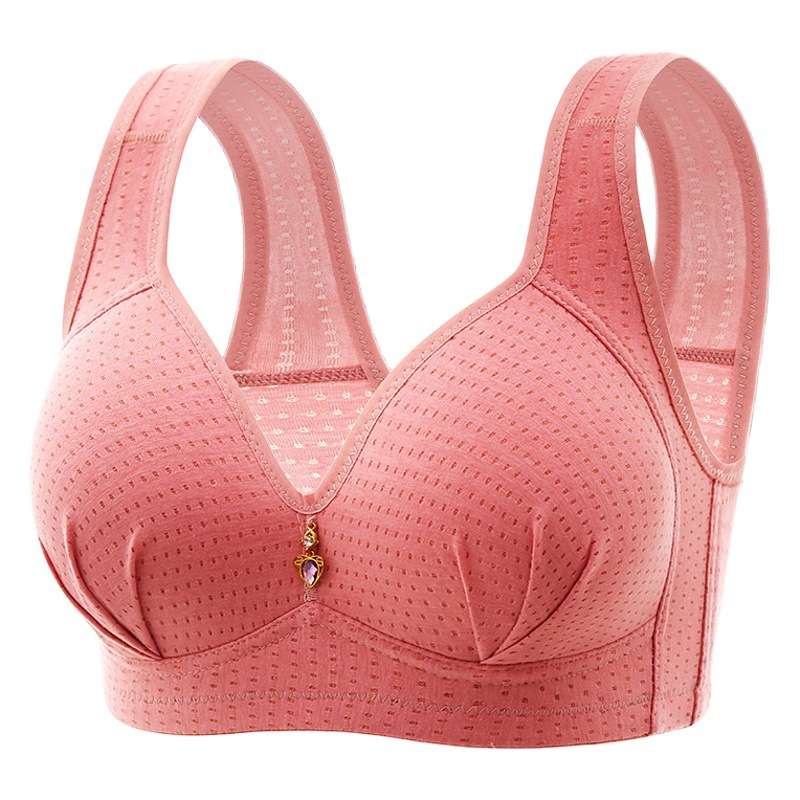 Manufacturer Wholesale Mother's Style Vest-Style Thin Bra for Middle-Aged and Elderly Women, Wireless, Minimizing Effect, Breathable Push-Up Bra