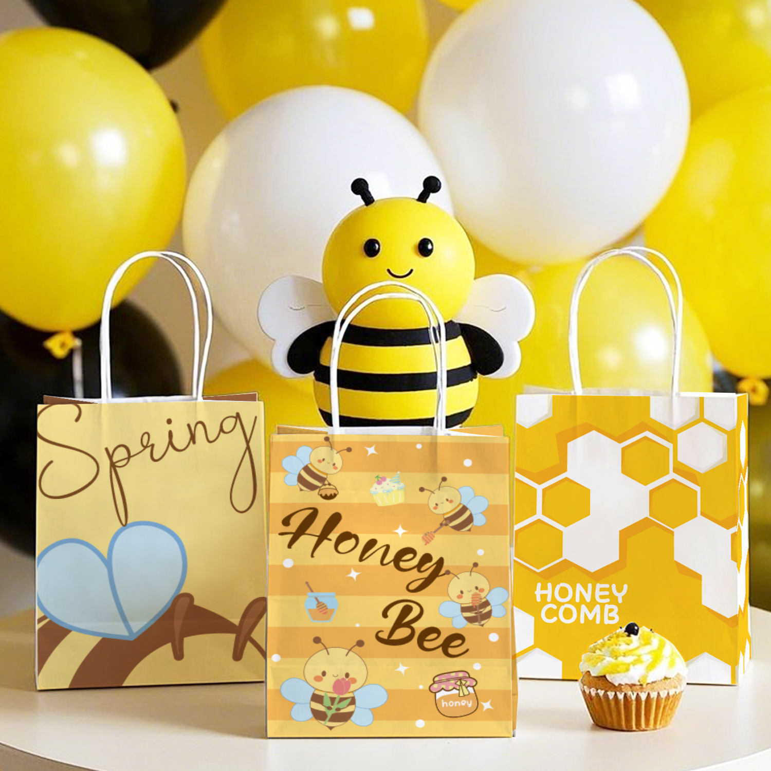 Amazon Bee Theme Party Spring Party Gift Bag Handbag Children's Day Foreign Trade Environmentally Friendly Kraft Paper Bag
