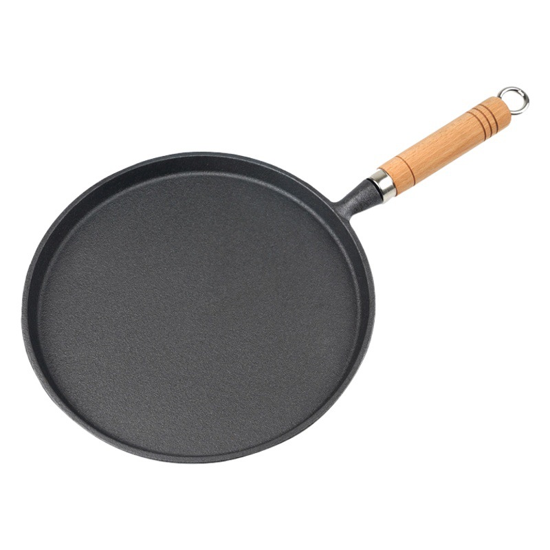 Cast Iron Frying Pan, Cast Iron Frying Pan, Uncoated Non-Stick Pancake Hand-Grabbed Pancake Pan, Pizza Pan 26cm