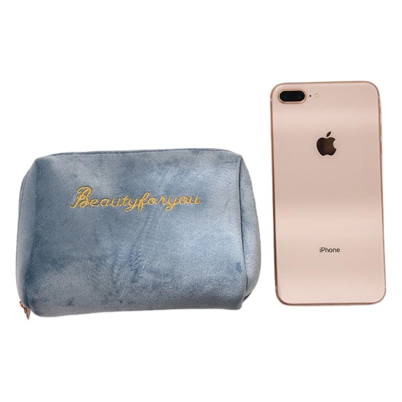 Korean Style Velvet Clutch Bag Portable Cosmetics Storage Bag Hand Embroidery Storage Bag Clutch Bag Ready for Sale