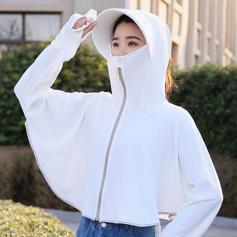 Picture of Summer Sun Protection Clothing Women's Ice Silk Capes Large Hat-brim Shawl Blouse Cycling Sun Protection Clothing Fashionable Loose Cycling Clothing