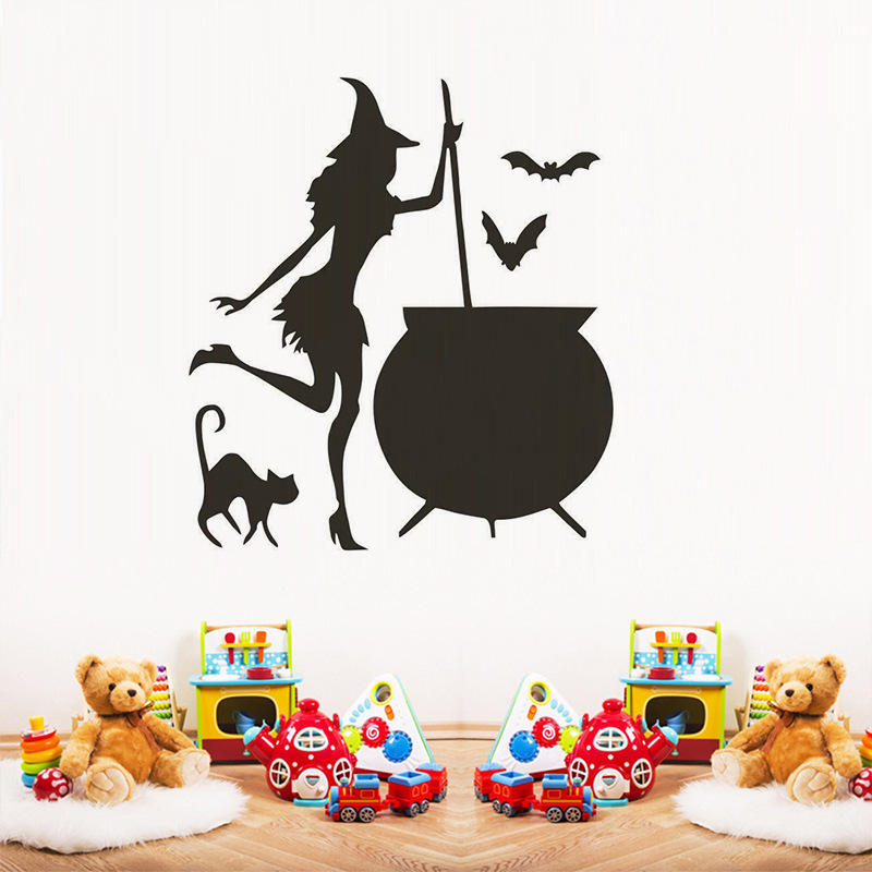 New Halloween Witch Bat Carved Wall Stickers Living Room Bedroom Decorative Wall Stickers Wholesale MLT-76