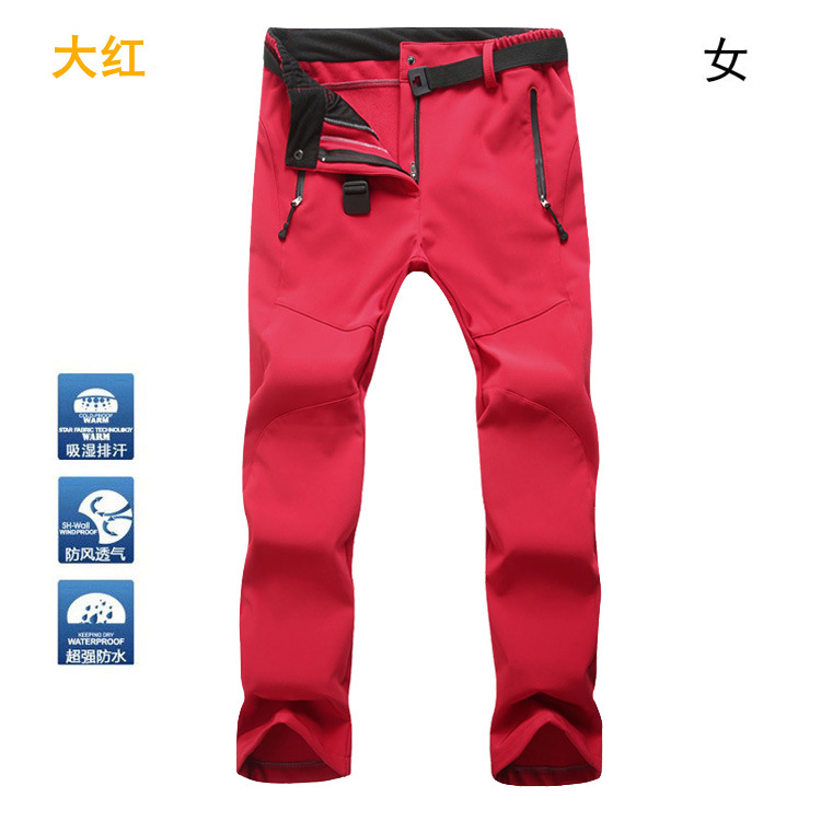 Picture of Outdoor Sports Rush Pants Men's Slim-fit Thickened Autumn and Winter Large Size Windproof Soft Shell Fleece Ski Climbing Pants Women