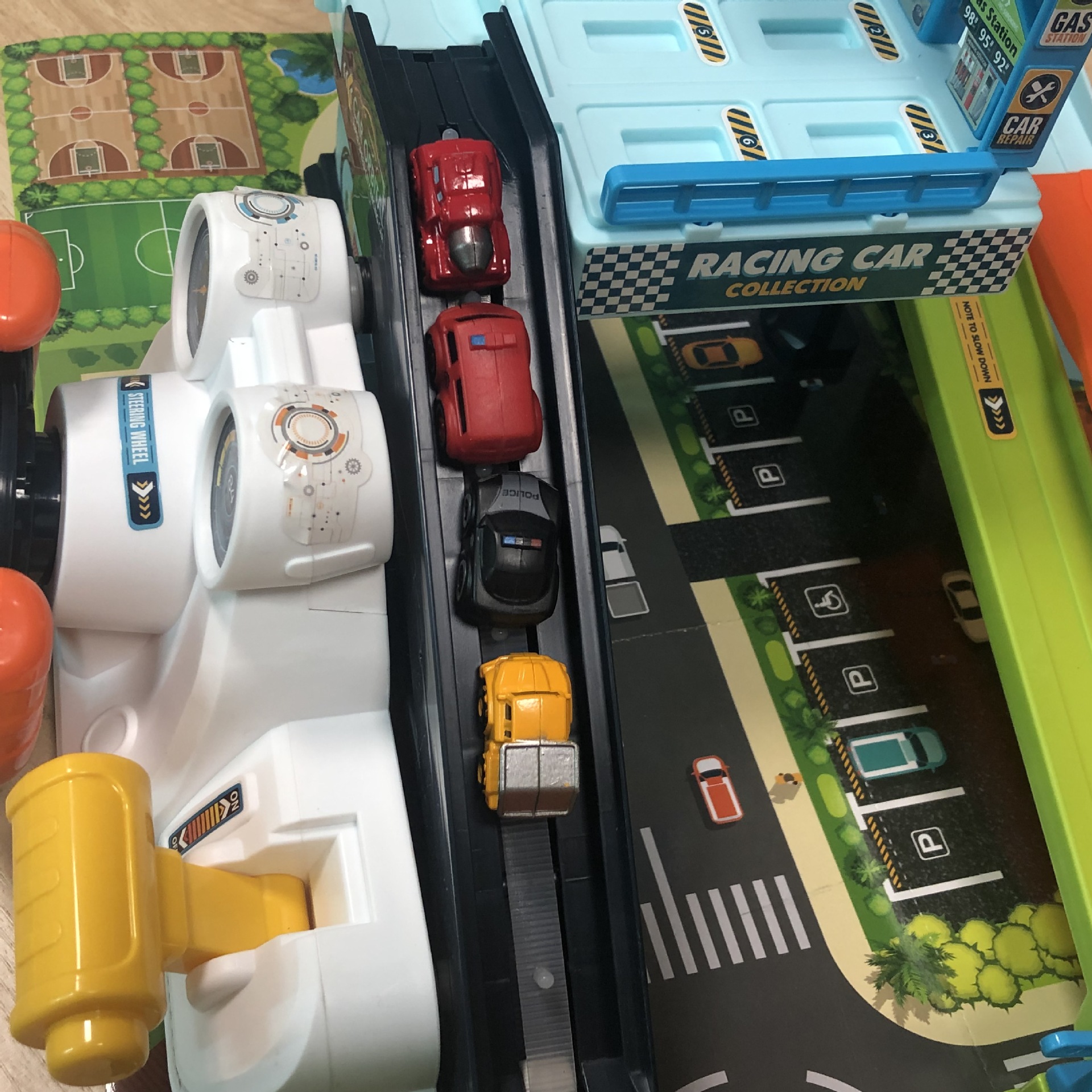 Picture of Cross-border Toschi Breaking through the Great Adventure Railcar Electric Car Building Parking Lot Puzzle Steering Wheel Traffic