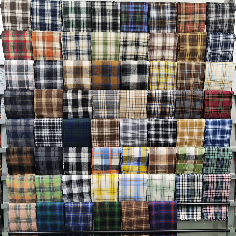 Spot twill sanding cotton plaid children's shirt plaid fabric 21 yarn-dyed flannel decorative fabric
