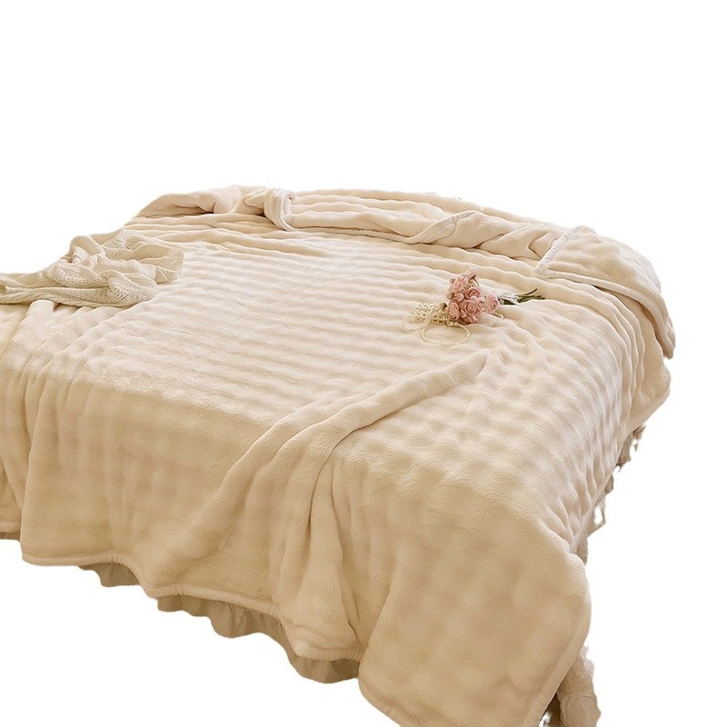 Picture of Class A Maternal and Infant Grade Rabbit Blanket Thickened Warm Milk Blanket Rabbit Plush Air-conditioning Blanket Nap Blanket Cover Blanket