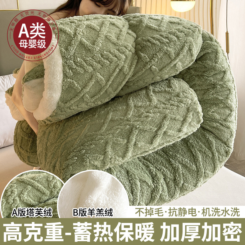 Picture of Winter Lamb Wool Quilt, Thickened Version, Warm Fleece Quilt, Autumn and Winter Milk Velvet Cotton Quilt, Student Dormitory Quilt Core