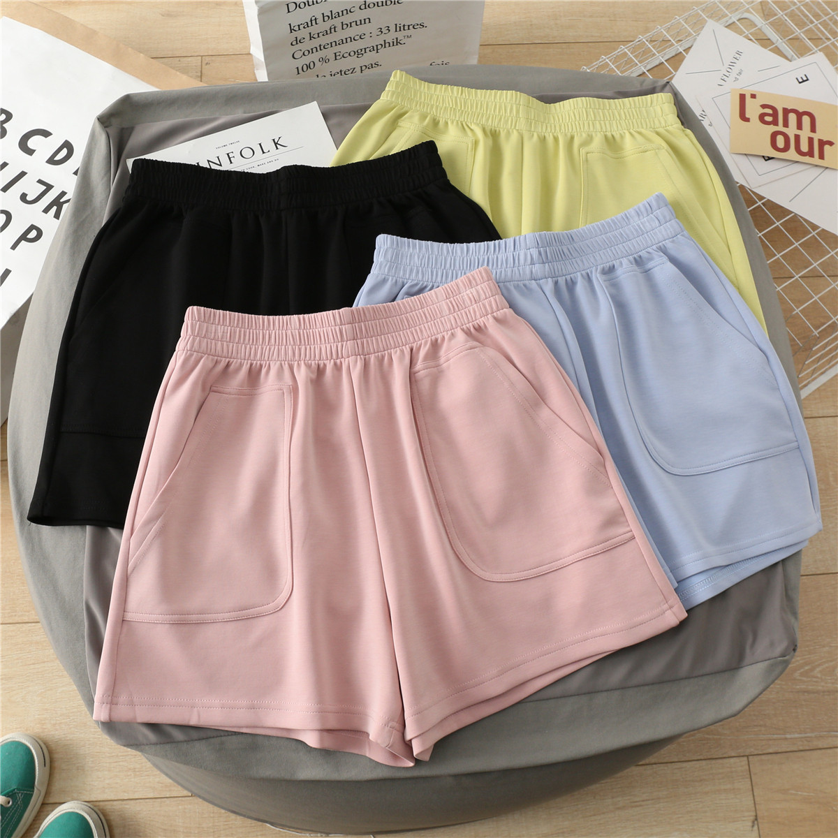 Sports shorts women's summer 2021 New Korean style loose student casual yoga home wide leg hot pants fashion