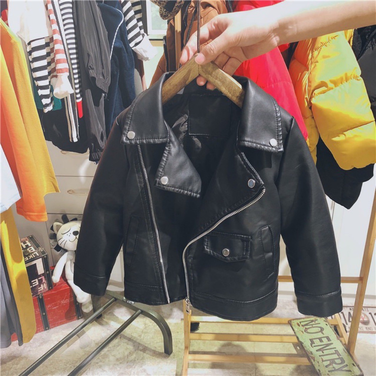 Picture of 2024 spring and autumn children's leather jacket leather fashionable cardigan motorcycle coat Korean handsome boy coat T11