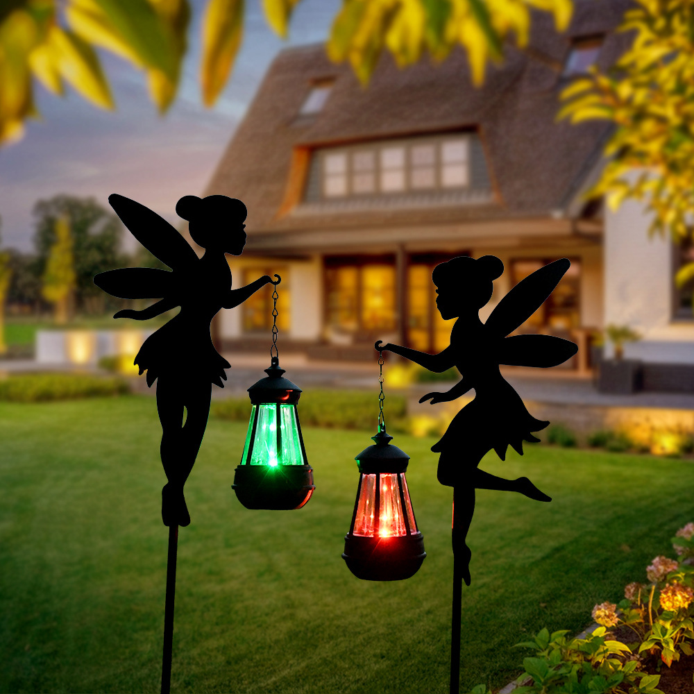 Cross-Border Solar Fairy Ground Lamp Led Dog Lantern Iron Silhouette Outdoor Garden Decoration Atmosphere Lawn Lamp