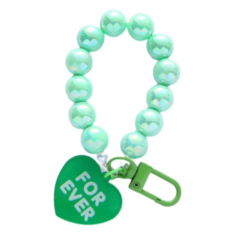 New Acrylic Letter Heart Tag Mobile Phone Case Chain Handmade Uv Color Plated Beaded Key Chain Pendant
