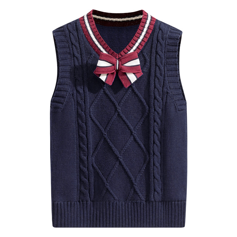 Picture of Children's Wool Vest School Uniform Vest 2025 Spring & Fall New Tops Girls Boys Student Woolen Vest Vest