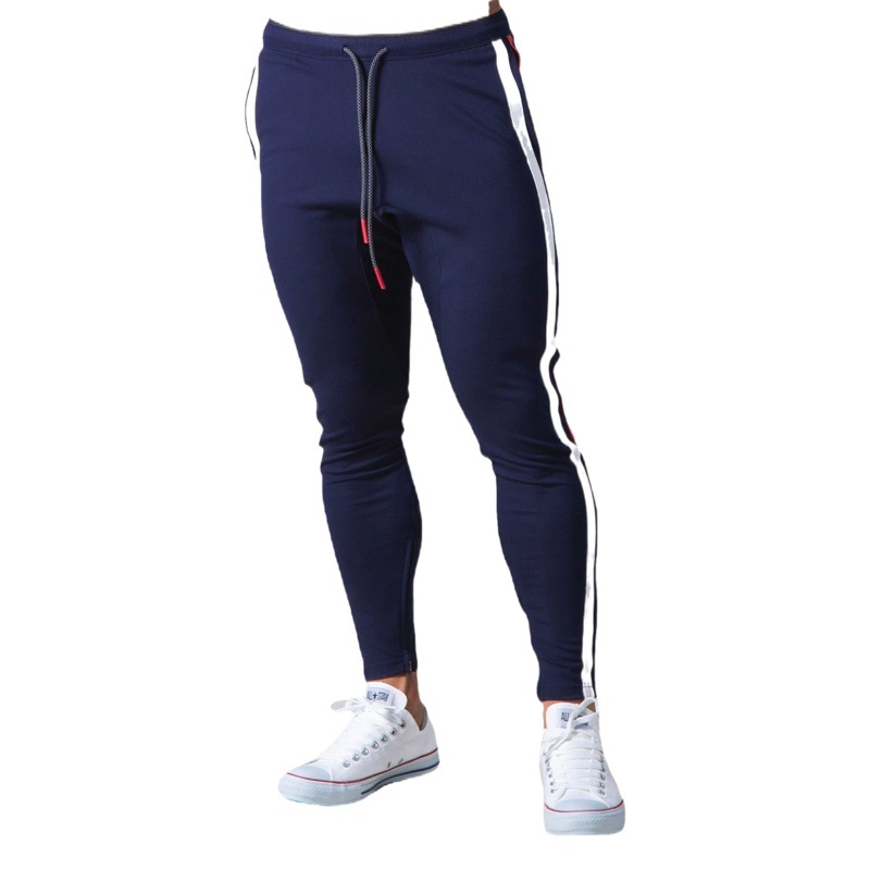LYFT autumn and winter muscle men's slim-fit trousers sports casual sweat-absorbent contrast color pull-up zipper skinny pants fashion