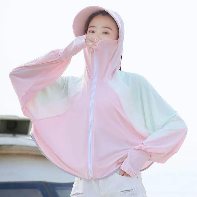 Picture of Ice Silk Sun Protection Clothing Women's Summer Thin UV Protection All-match Sun Protection Clothing Loose Sports Outdoor Hooded Coat Women