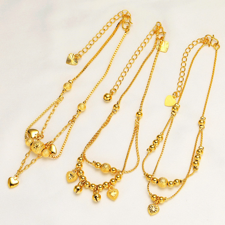 Sha Jinjiu non-fading Korean version of sexy fashion Bell love anklet women's gold-plated jewelry explosive foot Accessories Wholesale