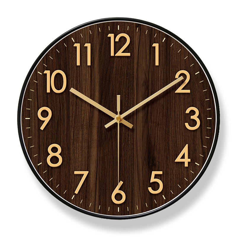 Picture of Yipula 6857 Wooden Texture Wall Clock Living Room Clock Fashion Art Clock Wall Watch Silent Sweep Second Quartz Clock