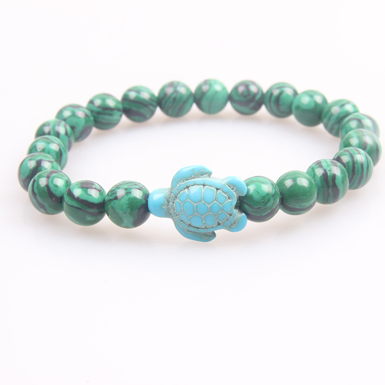 Picture of Zhou Lianfa 8MM Decorative Lava Volcanic Stone Beads Turquoise Cross Elastic Elastic Bracelet for Men and Women