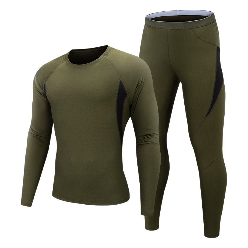 Horse riding winter outdoor sports fleece thermal underwear set cross-border sweat wicking black tactical underwear wholesale