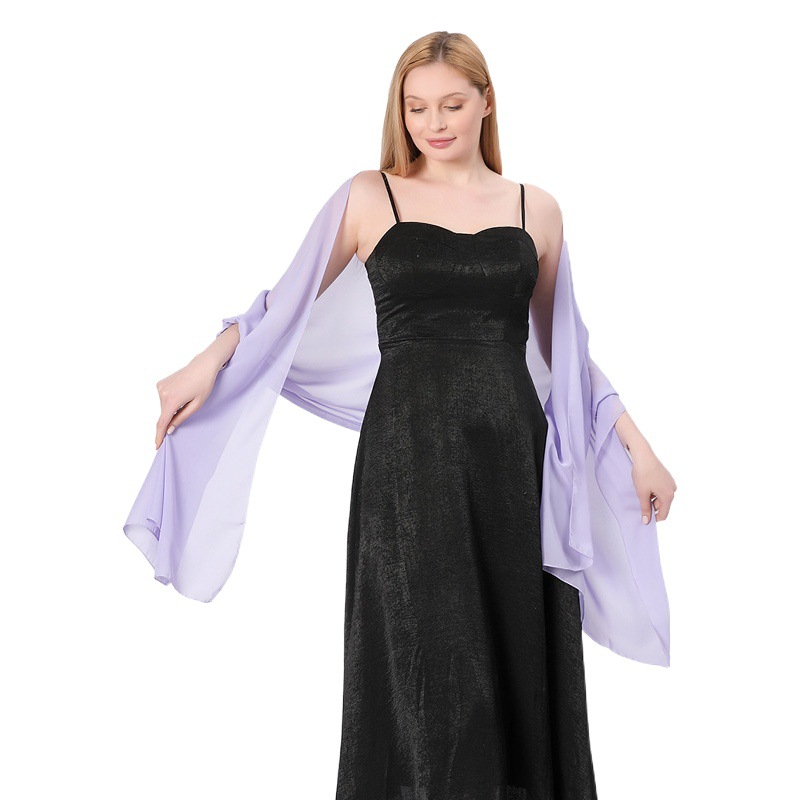 high quality solid color chiffon extended shawl bride bridesmaid group wedding dress dance party dinner shawl women