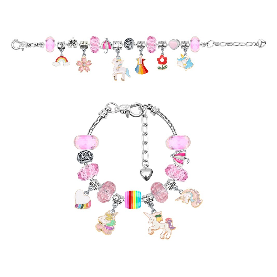 Cross-border hot sale rainbow unicorn bracelet blind box diy children cute unicorn bracelet necklace suit gift